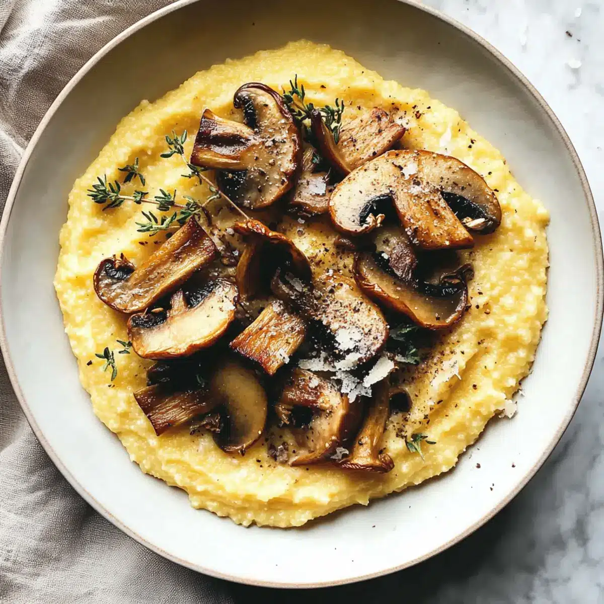 Polenta mit gerösteten Pilzen