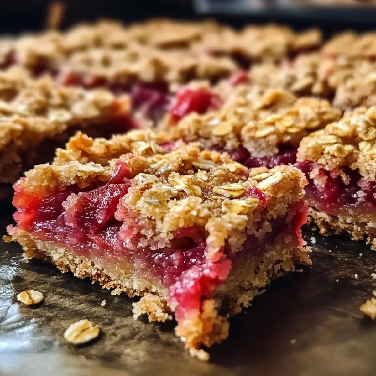 Haferflocken-Rhabarber-Riegel