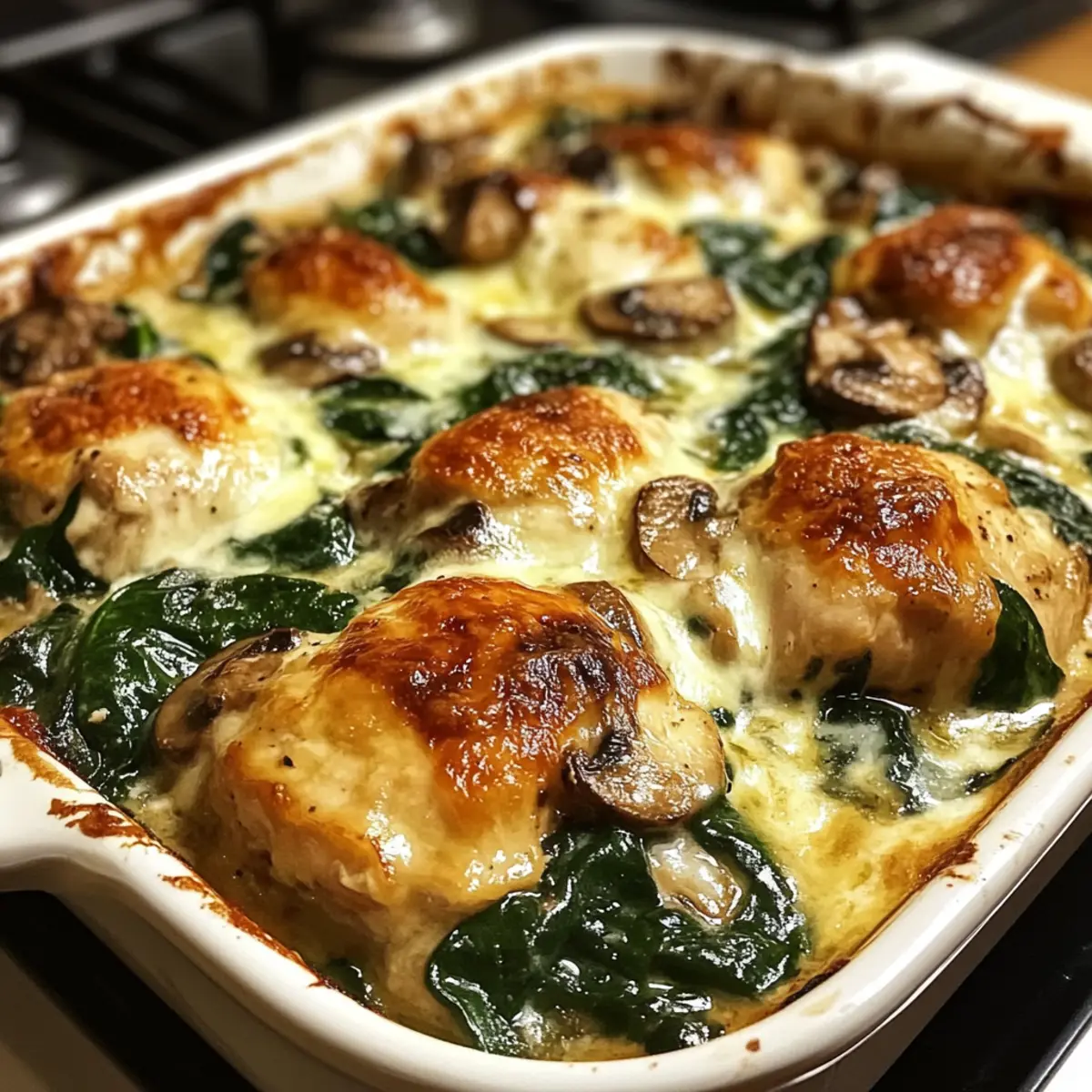 Hühnchen Spinat Pilz Auflauf
