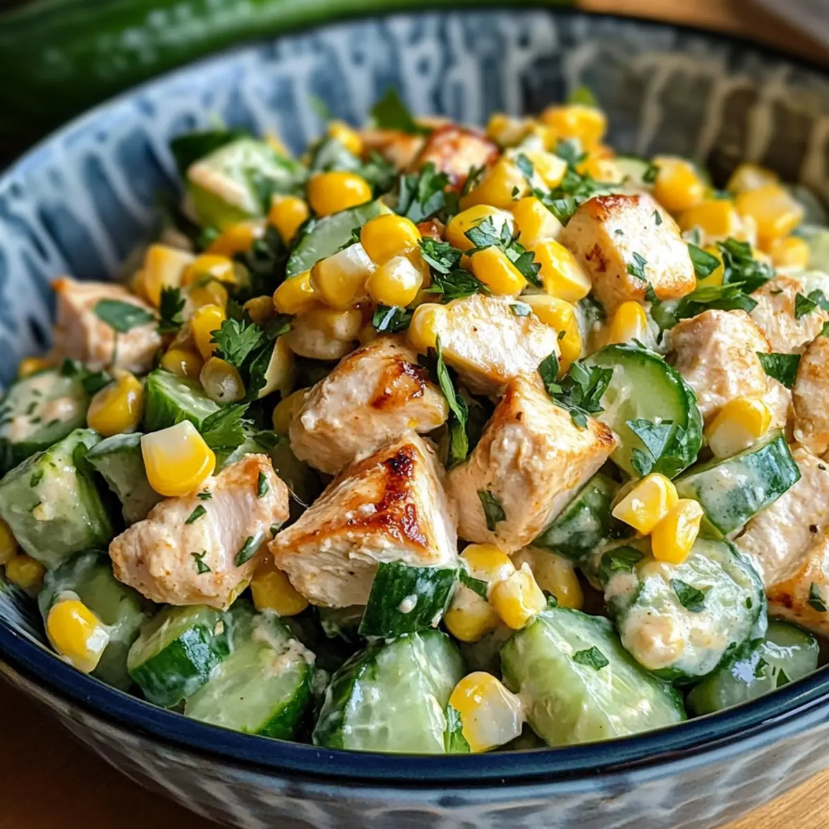 Mais Cremige Gurken Hähnchensalat