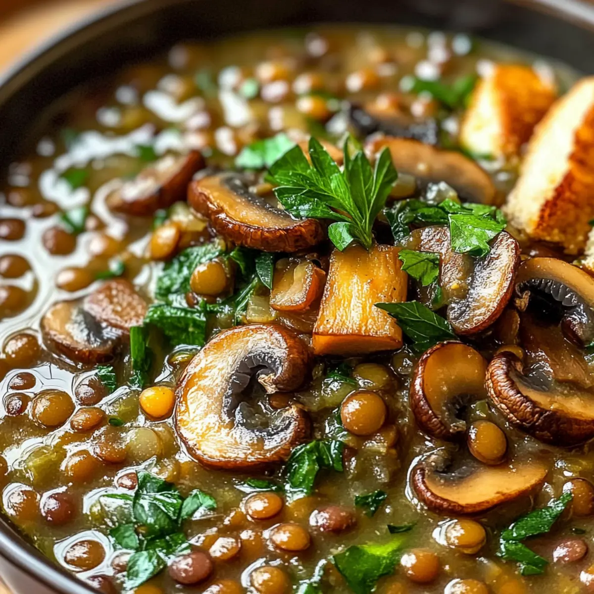 Linsen- und Pilzsuppe