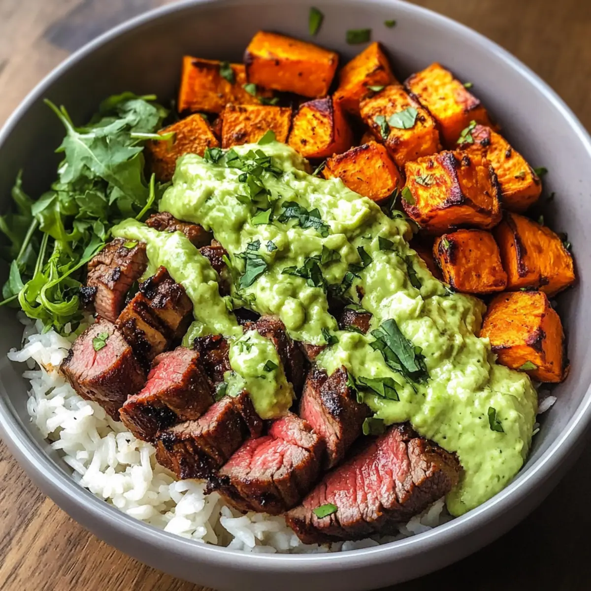 Steak und Süßkartoffel