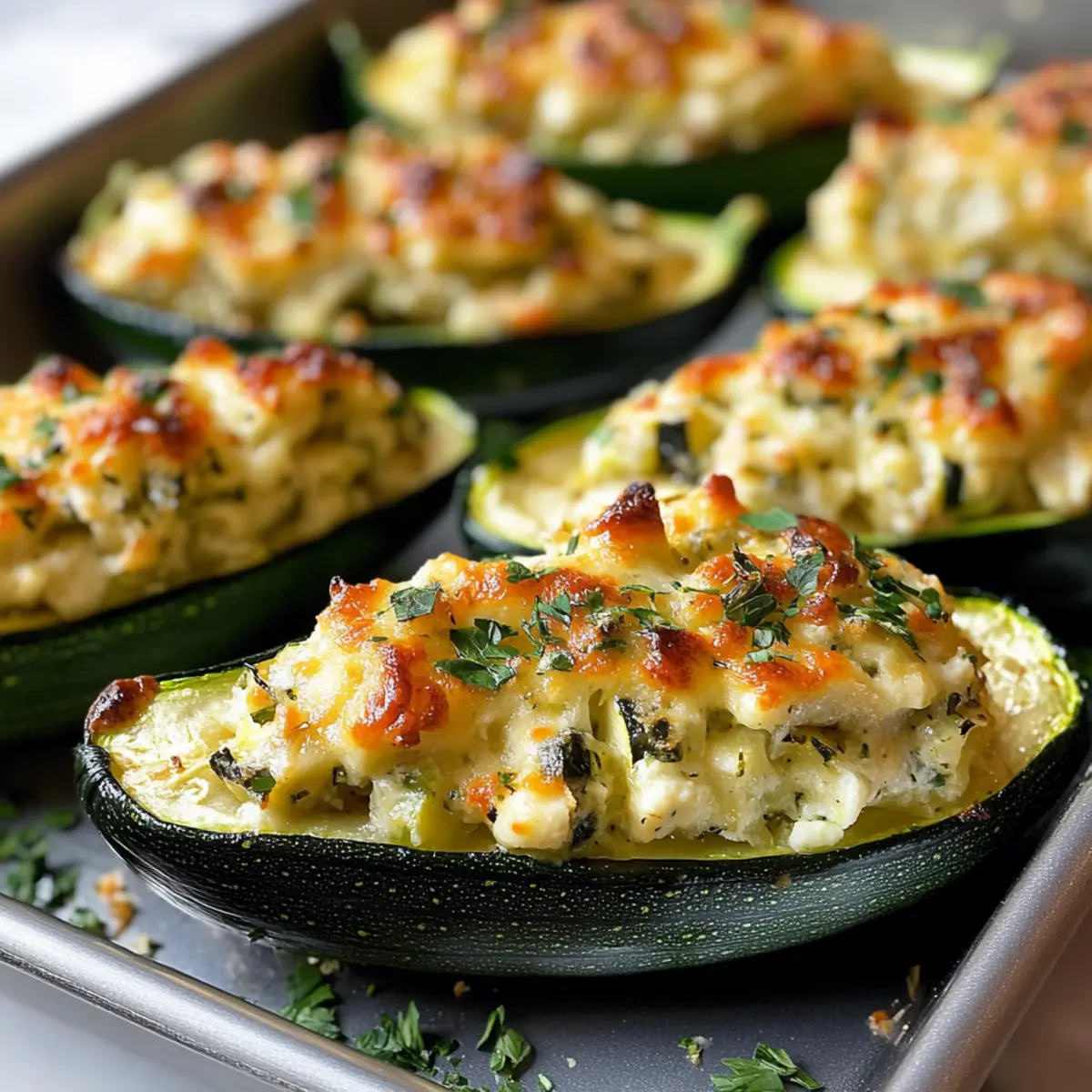 Gefüllte gebackene Zucchini