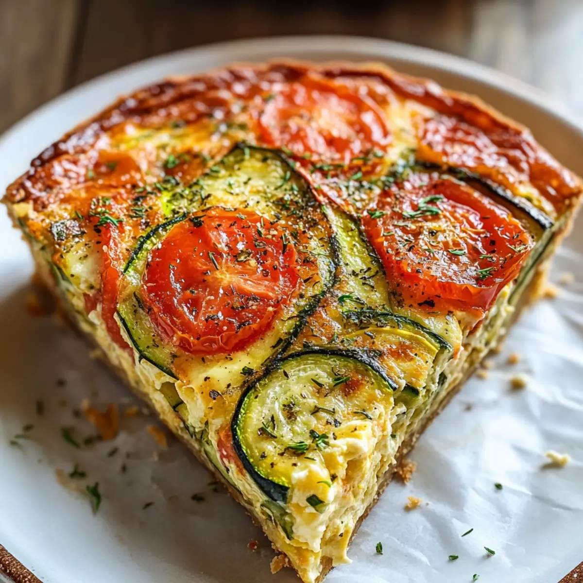 Krustenloser Zucchini-Tomaten-Quiche
