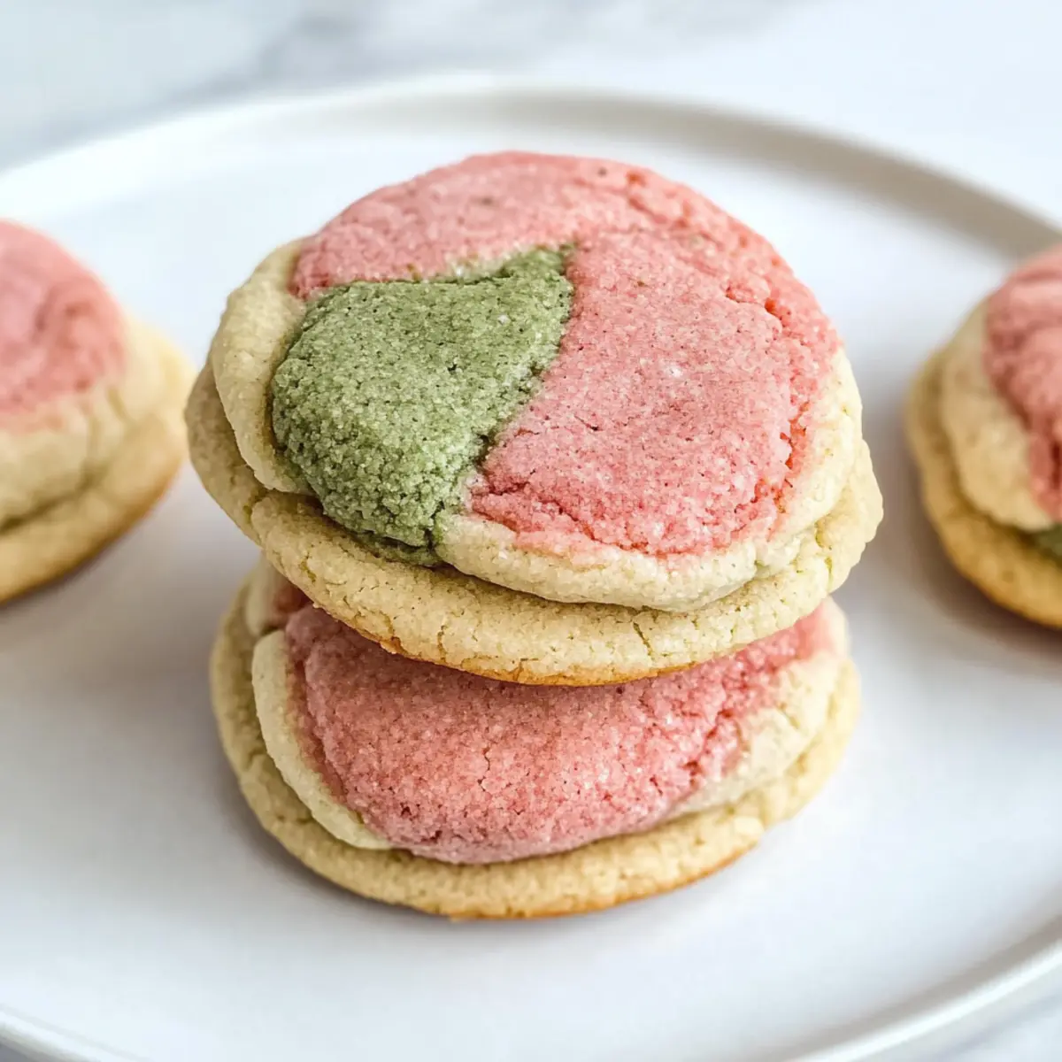 Erdbeer Matcha Neapolitaner Kekse