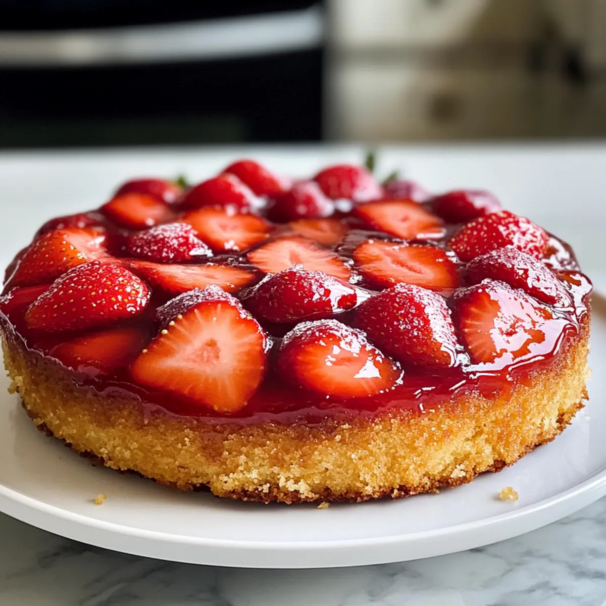 Erdbeerkuchen auf dem Kopf