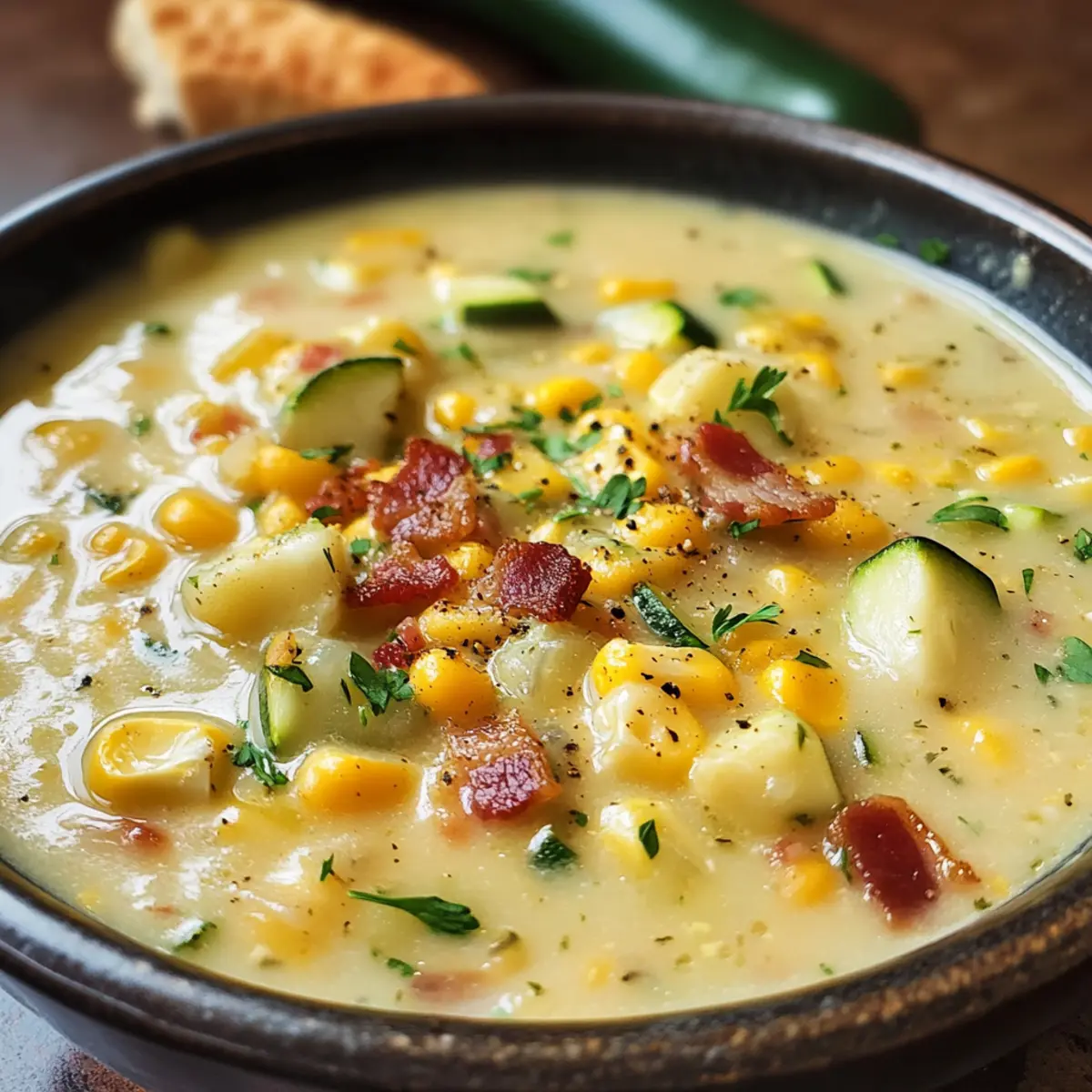 Sommer-Mais- und Zucchini-Cremesuppe