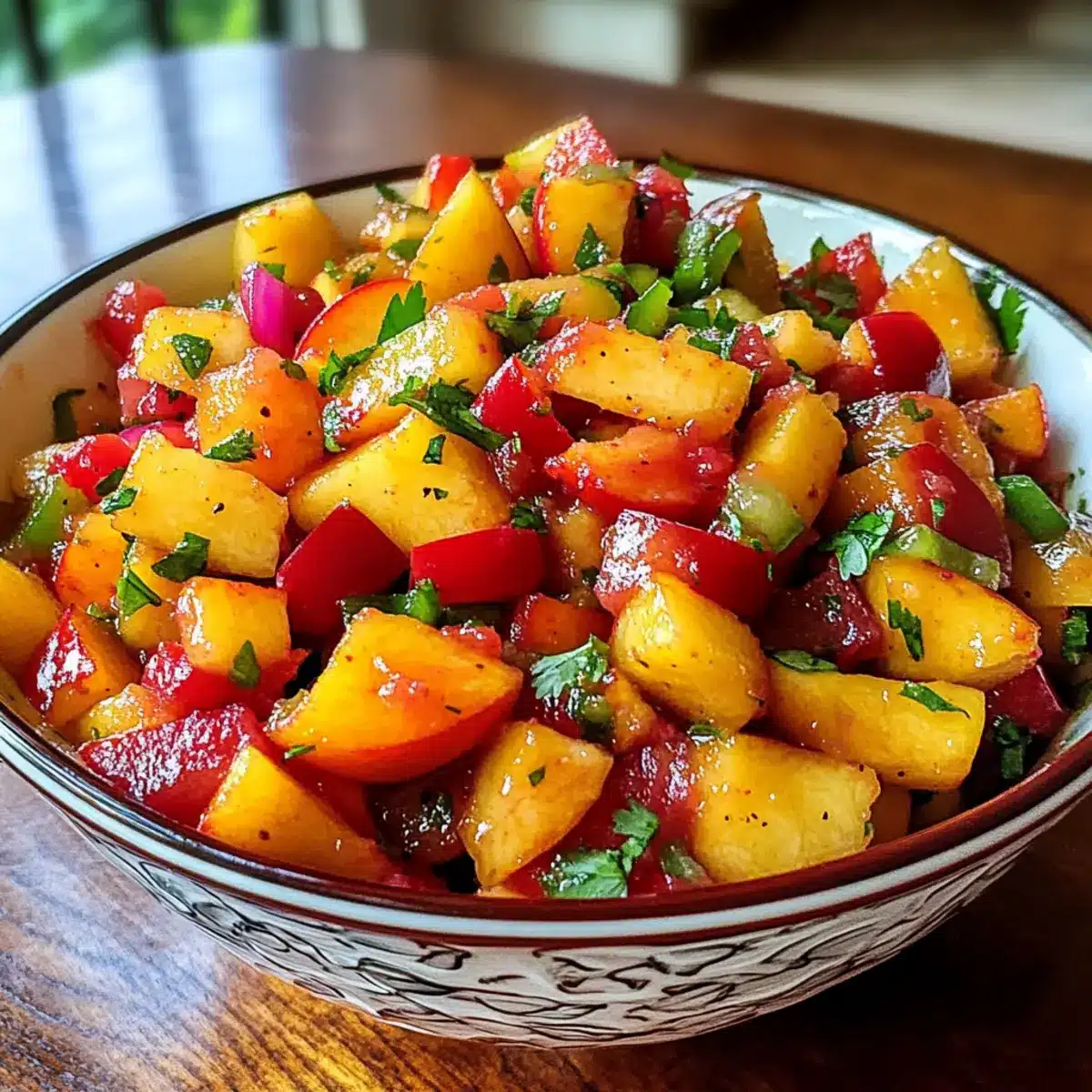 Süße würzige Pfirsichsalsa