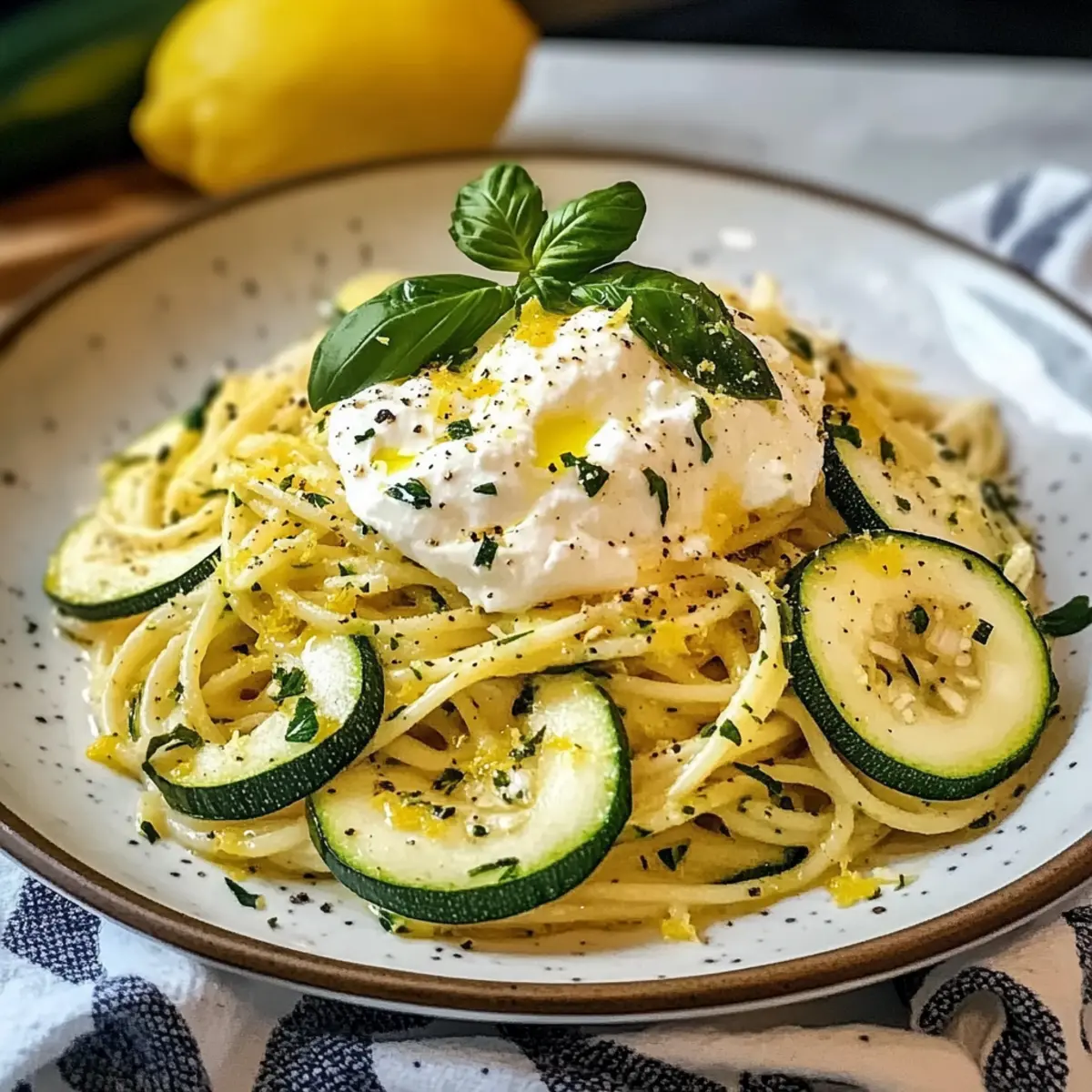 Zitronen Zucchini Pasta mit Burrata