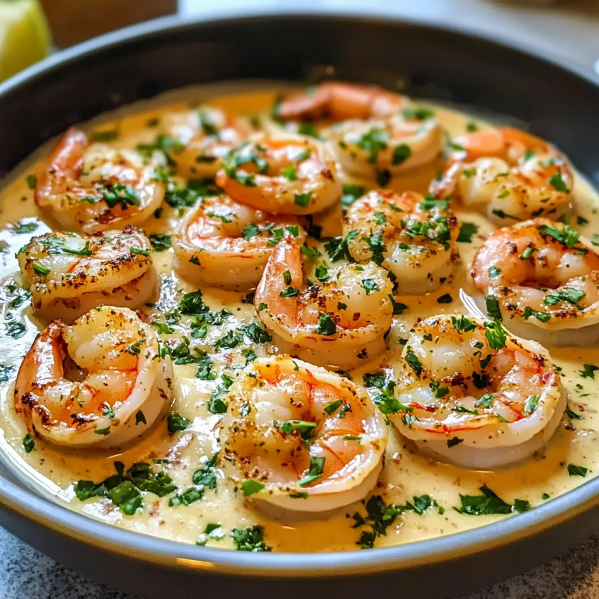 Cremige Kokosnuss-Garlic-Garnelen