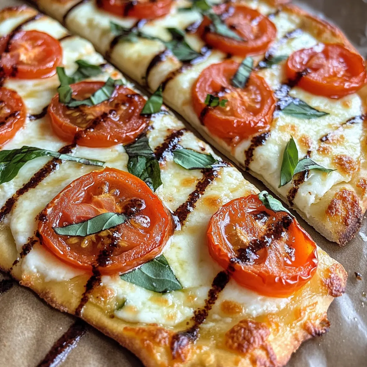 Frisches Tomaten-Basilikum-Fladenbrot