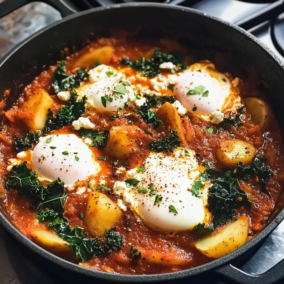 Ein-Topf Würzige Eier und Kartoffeln