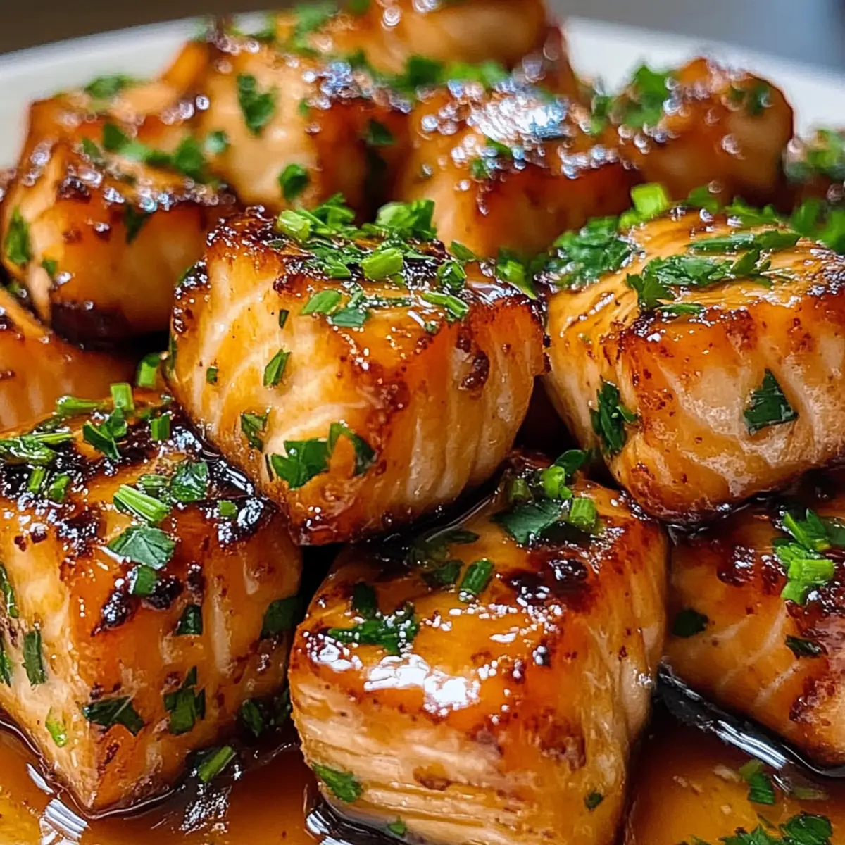 Scharfe süße heiße Honig-Lachs-Häppchen