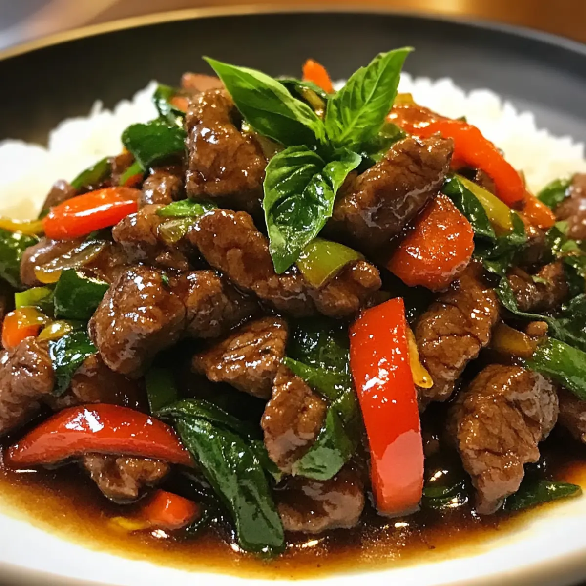 Thai-Basilikum-Rindfleisch-Pfanne
