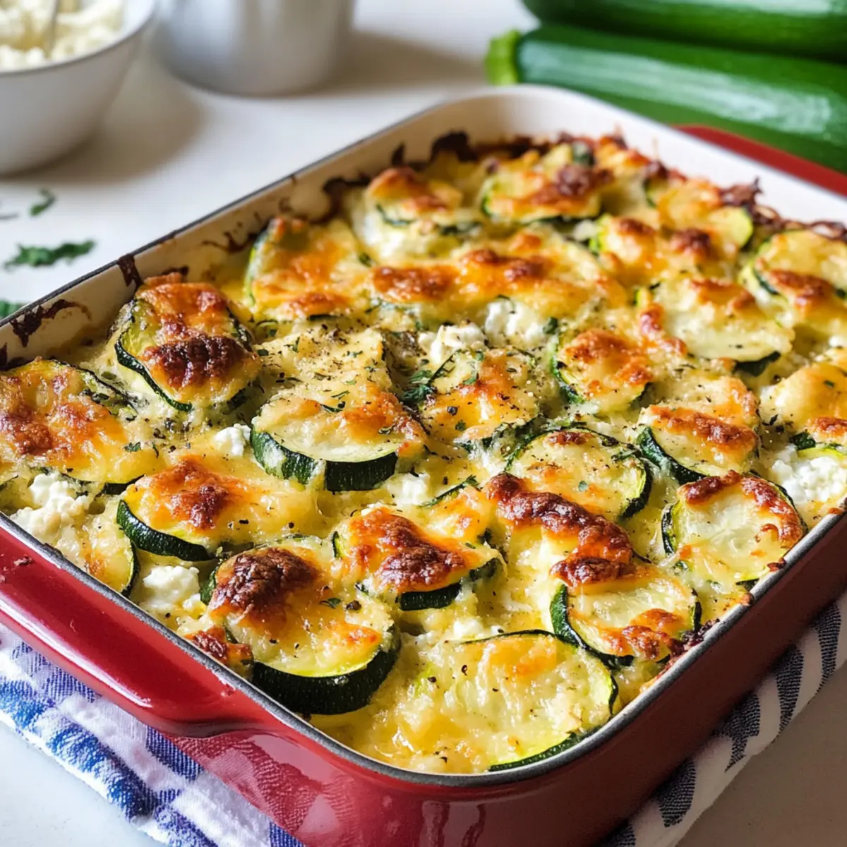 Zucchini Auflauf mit Hüttenkäse